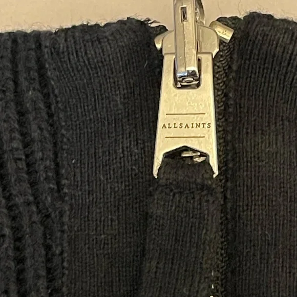 AllSaints black zip funnel neck wool blend sweater - Picture 10 of 10